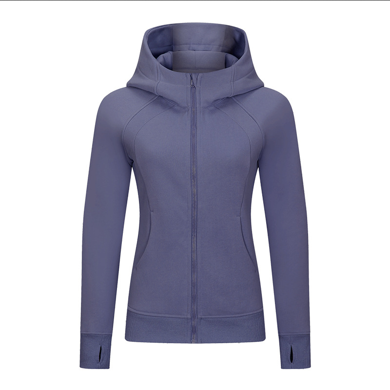 Giacca sportiva donna termica con cappuccio, colore viola