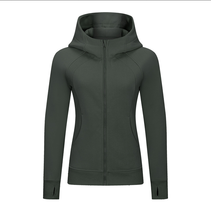 Giacca sportiva donna termica con cappuccio, colore verde