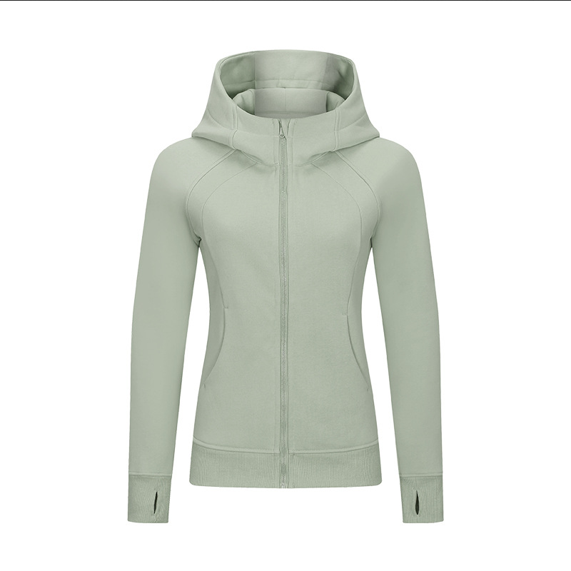 Giacca sportiva donna termica con cappuccio, colore verde acqua