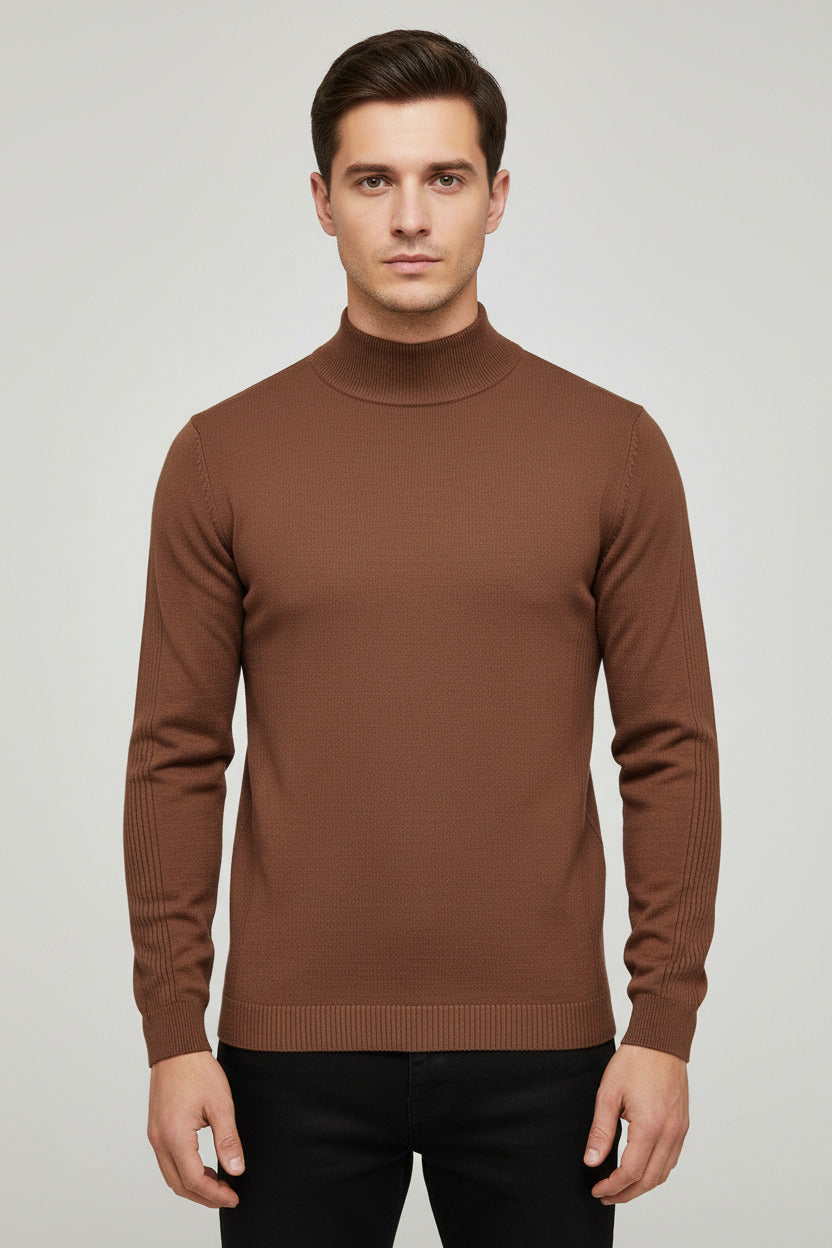 Maglione da uomo a collo alto in misto cotone e cashmere, spedizione gratuita