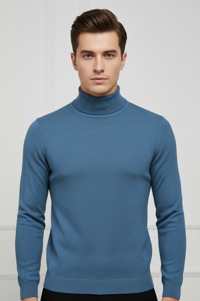 Maglione da uomo a collo alto in misto cotone e cashmere, spedizione gratuita