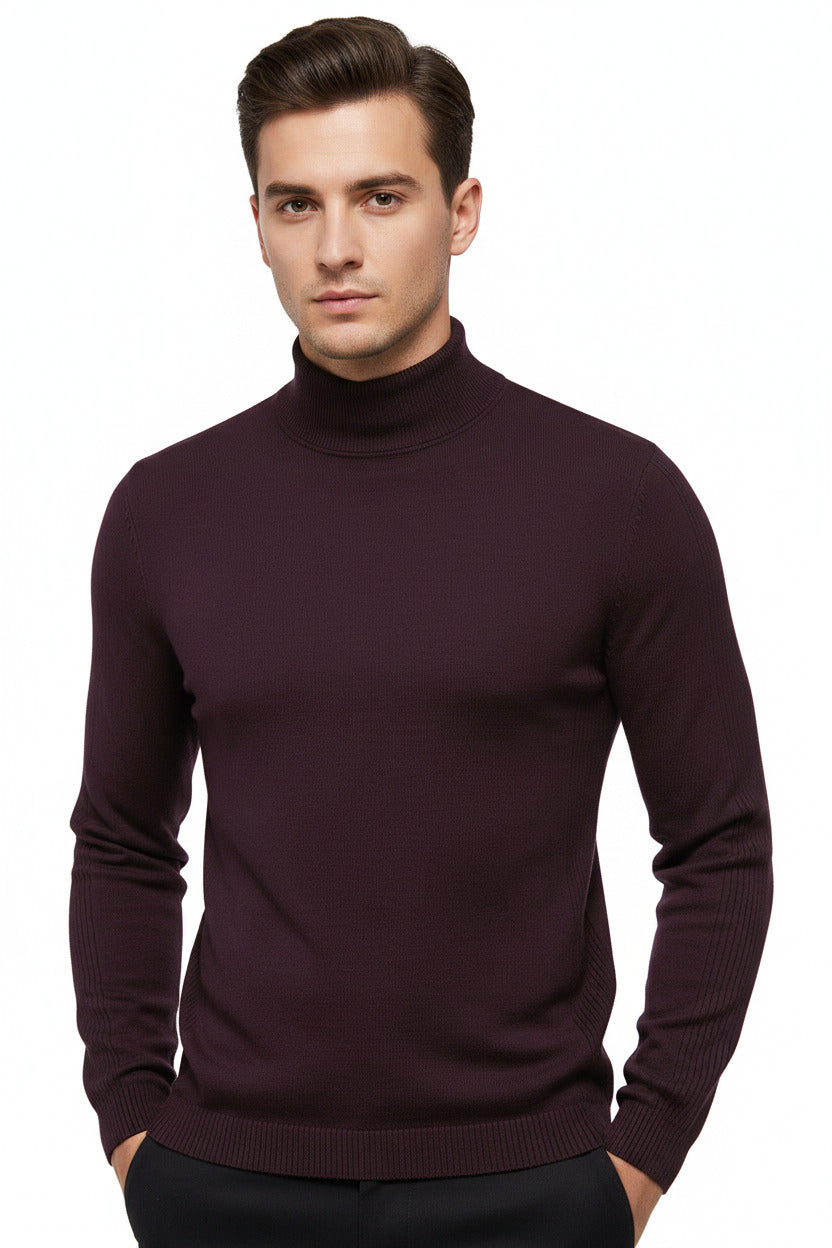 Maglione da uomo a collo alto in misto cotone e cashmere, spedizione gratuita
