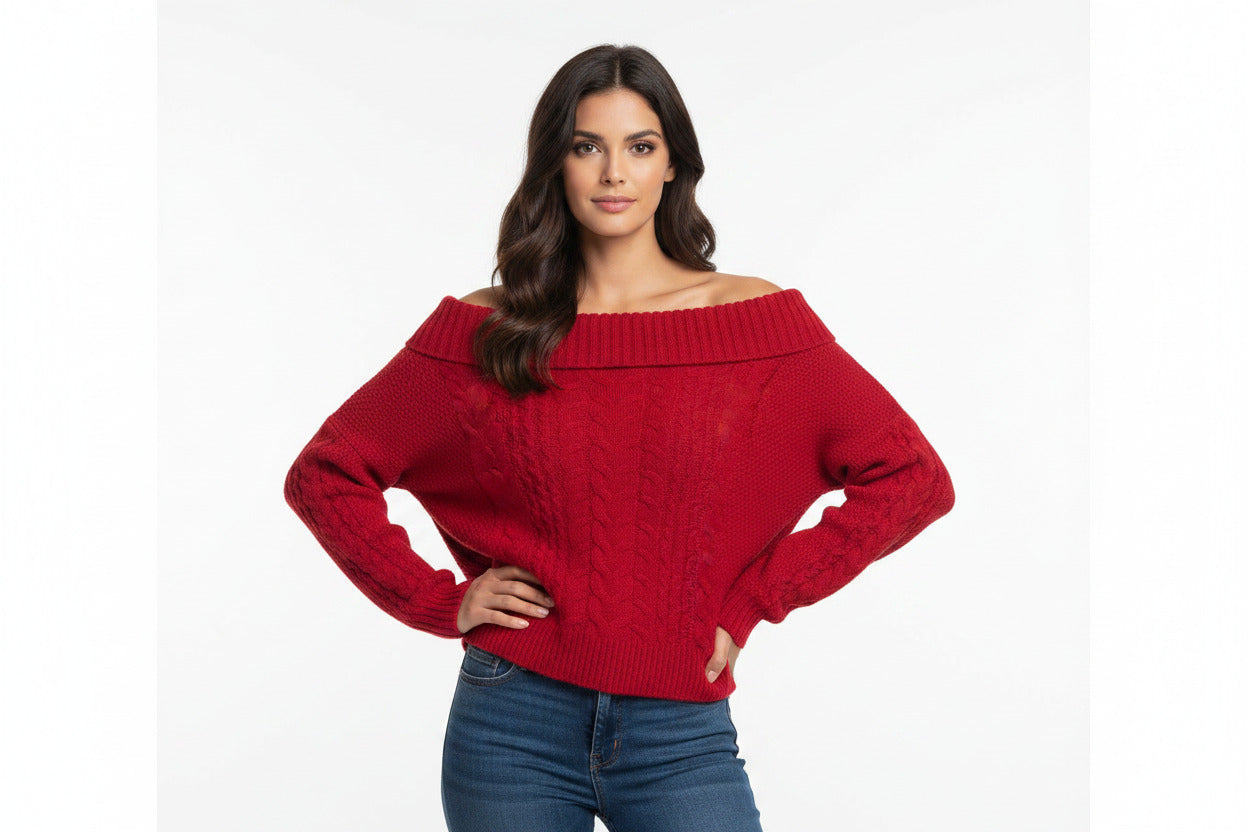 Maglione donna intrecciato, morbido, caldo, pullover con lavorazione a treccie, elegante per l'inverno