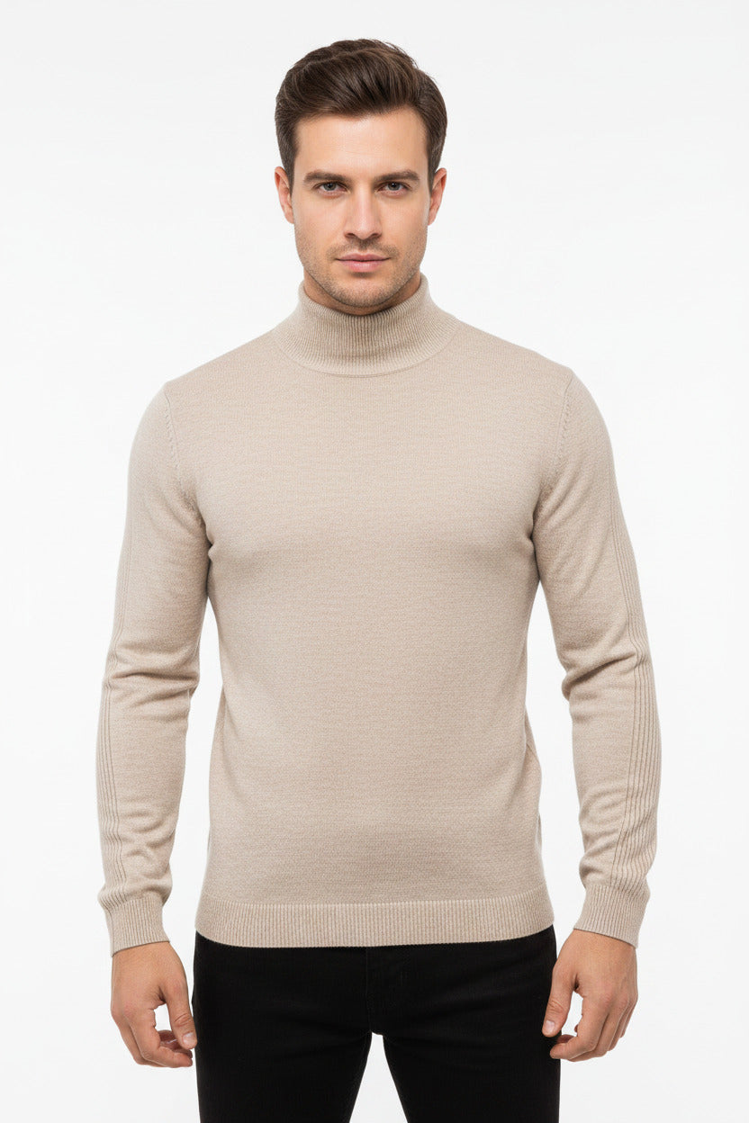 Maglione da uomo a collo alto in misto cotone e cashmere, spedizione gratuita