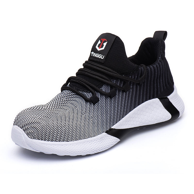 Scarpe estive traspiranti da uomo con punta rinforzata, colore bianco\nero
