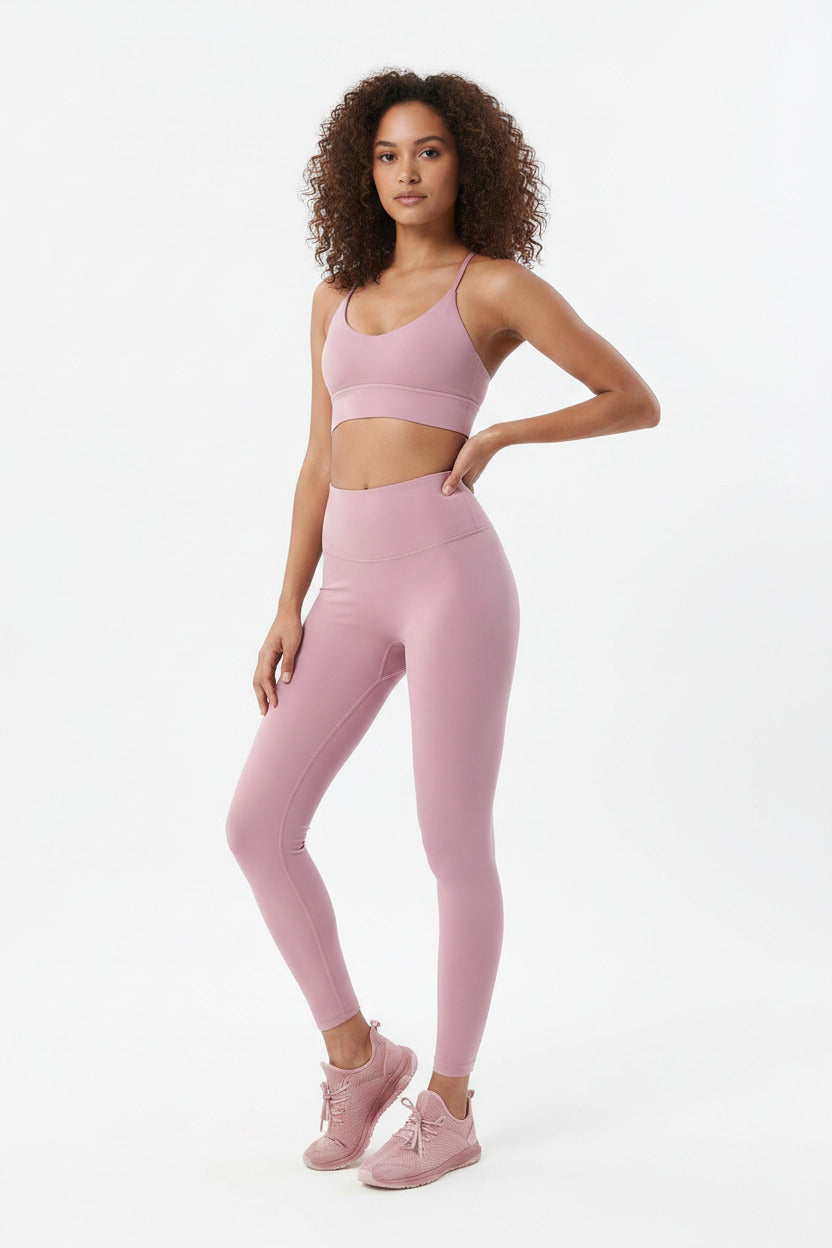 tuta sportiva donna set due pezzi, leggings a vita alta e reggiseno sportivo