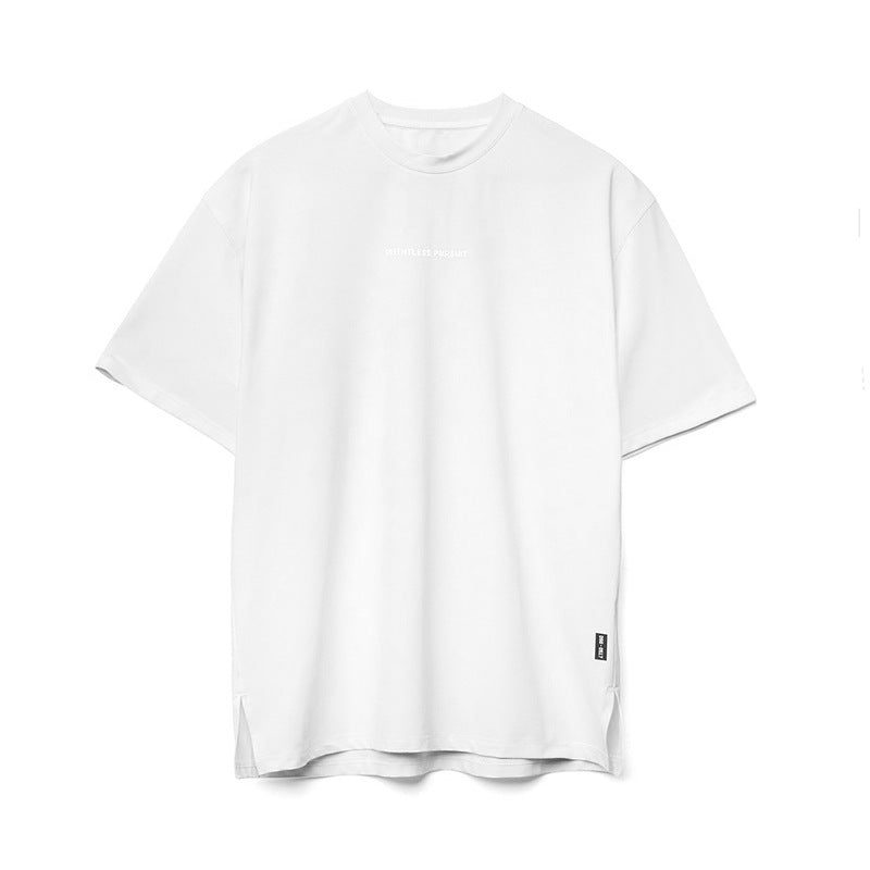 T-shirt girocollo da uomo a mezza manica in cotone bianco