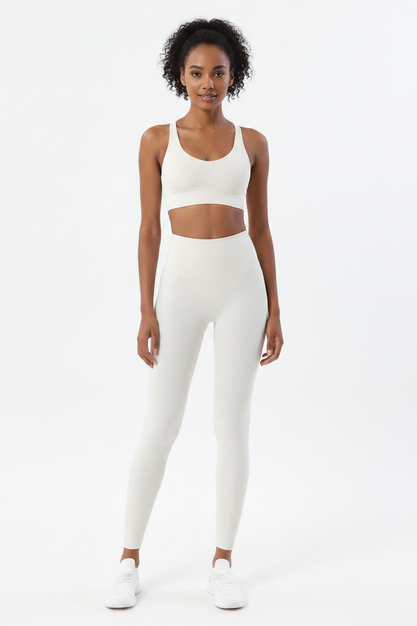 tuta sportiva donna set due pezzi, leggings a vita alta e reggiseno sportivo