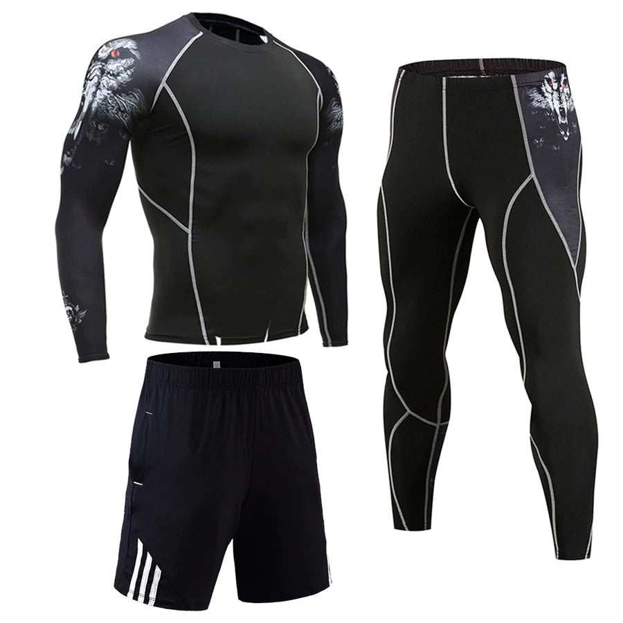 tuta sportiva uomo a compressione fitness running palestra
