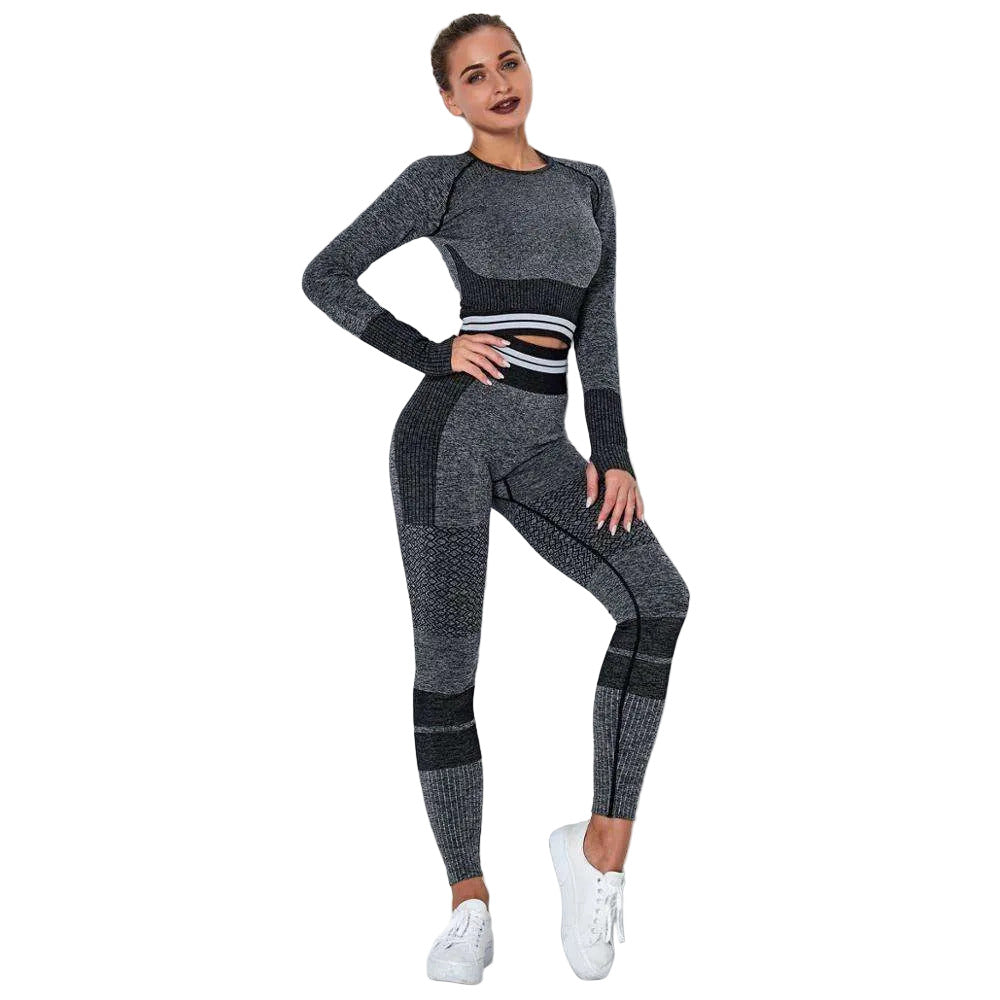 tuta sportiva Gym Sets High Waist Gym Mesh Leggings Shirts Suit Long Sleeve Fitness - Loweconomy