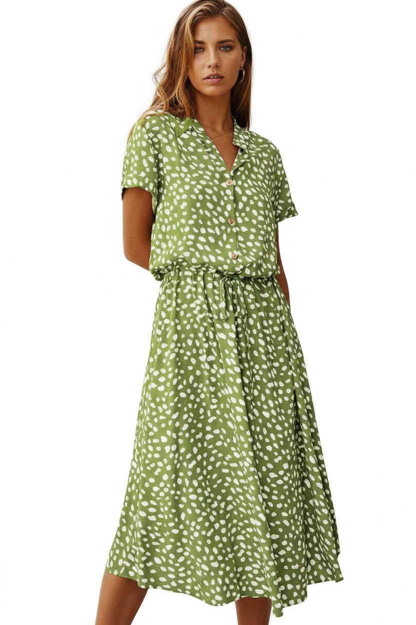 Vestito estivo donna lungo a maniche corte a pois