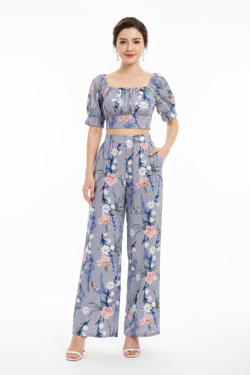 Vestito due pezzi estivo per donna stile floreale, con spedizione gratuita