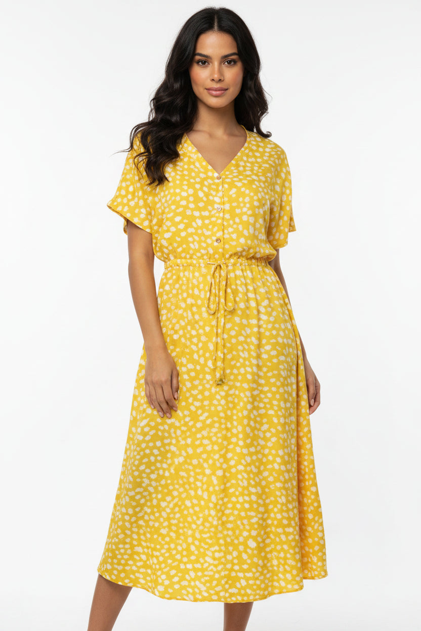 Vestito estivo donna lungo a maniche corte a pois