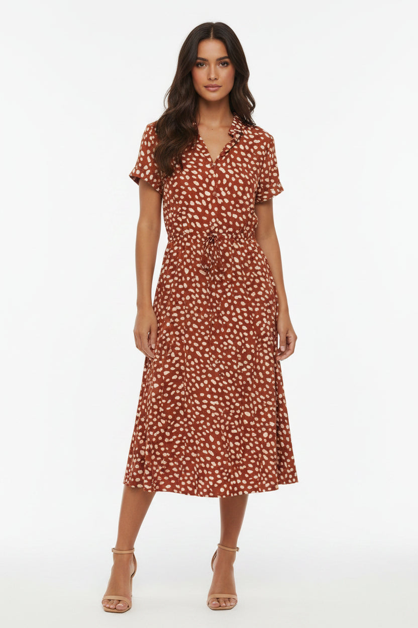 Vestito estivo donna lungo a maniche corte a pois