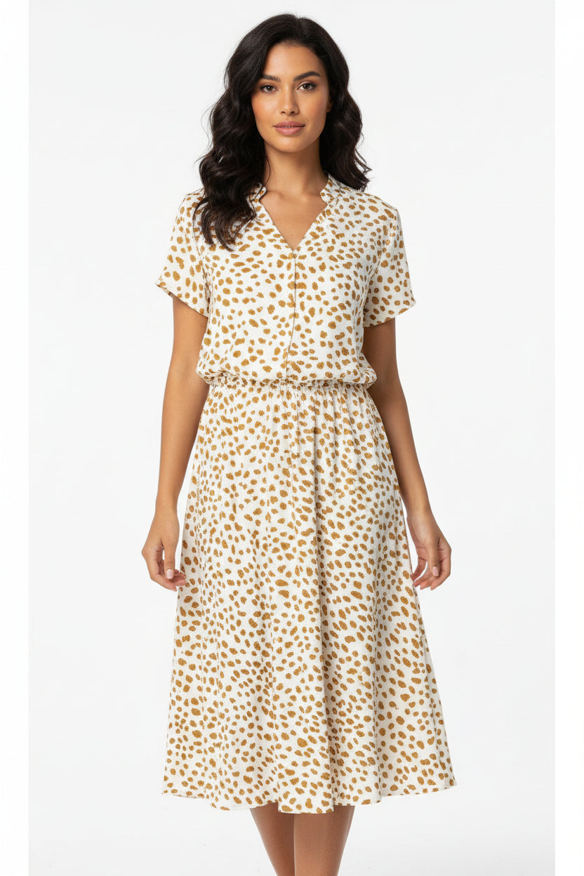 Vestito estivo donna lungo a maniche corte a pois