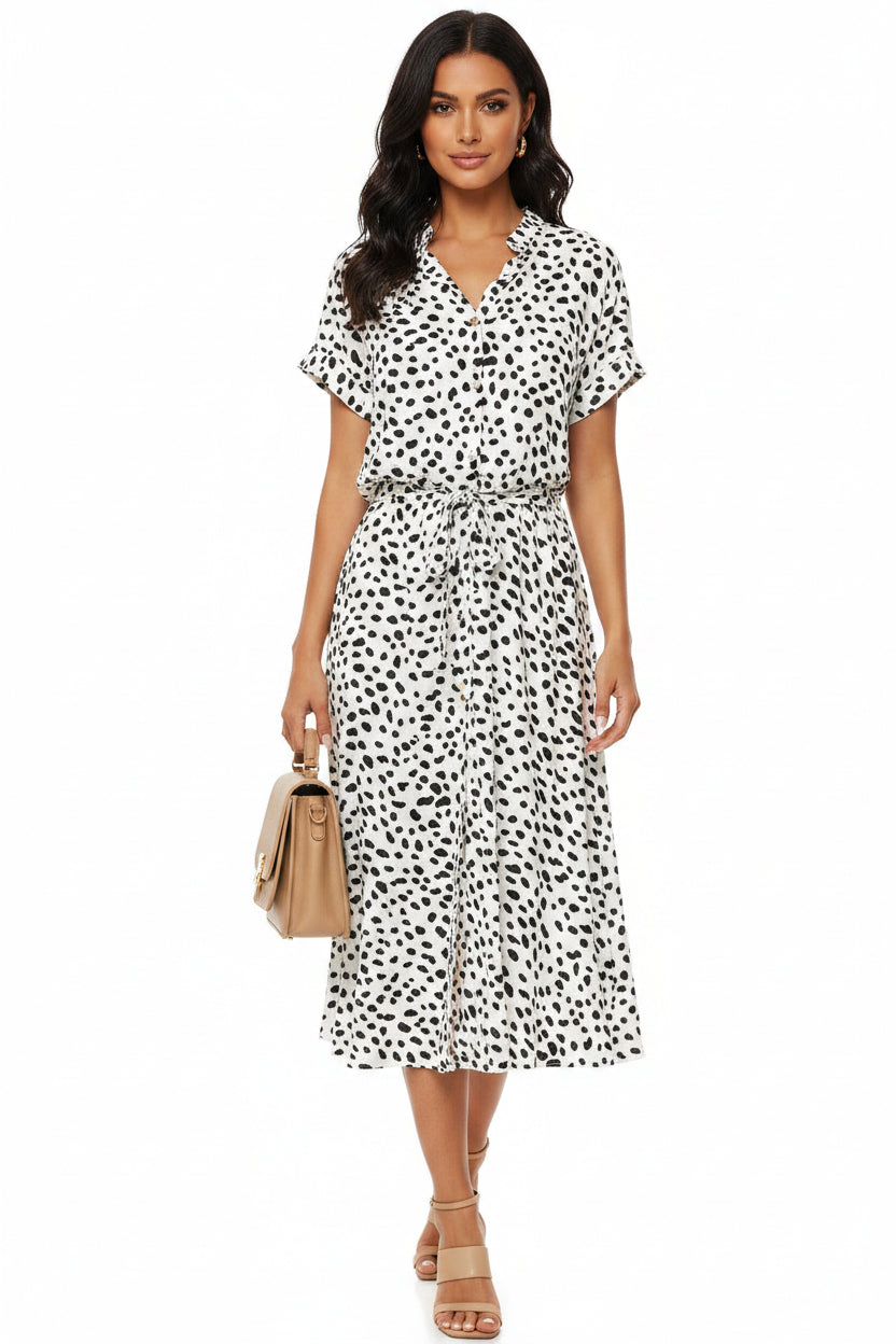 Vestito estivo donna lungo a maniche corte a pois