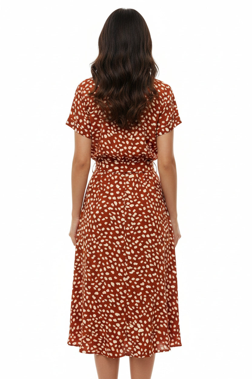 Vestito estivo donna lungo a maniche corte a pois
