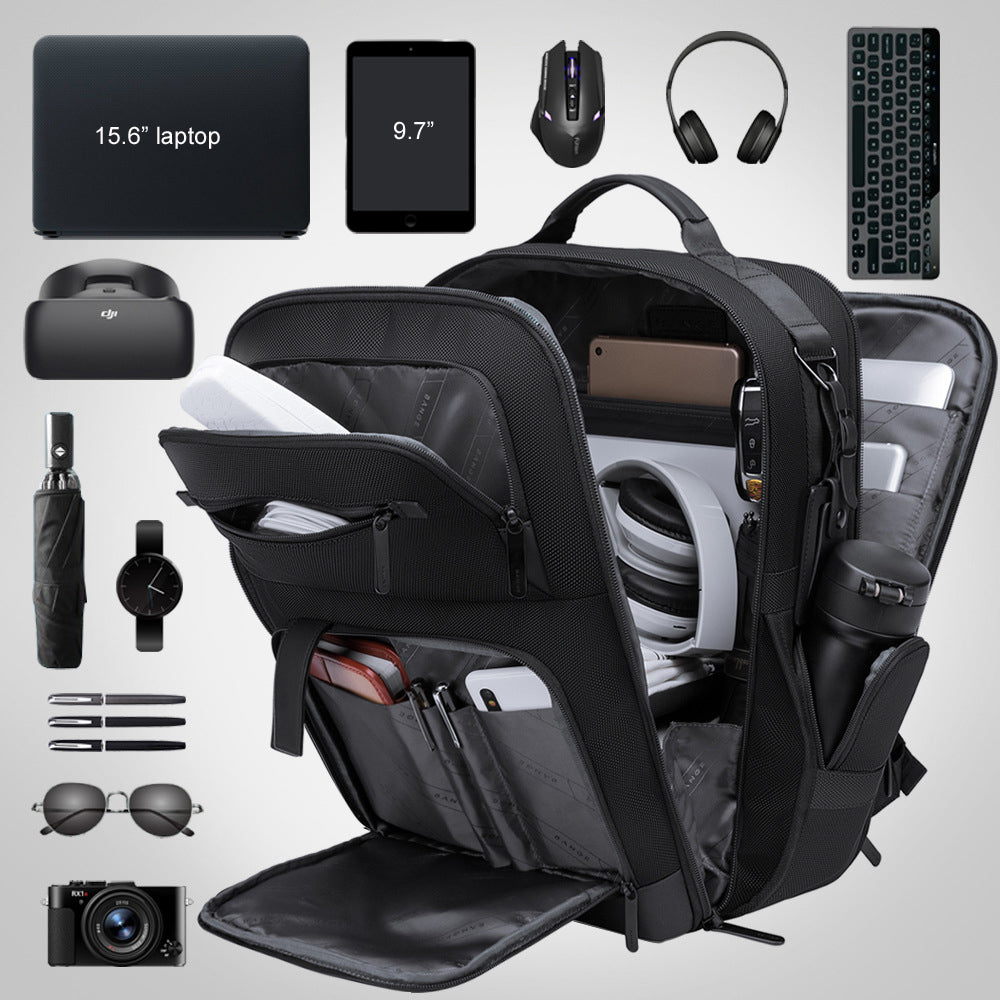 Zaino da viaggio da uomo impermeabile in tessuto tecnico, elegante e resistente