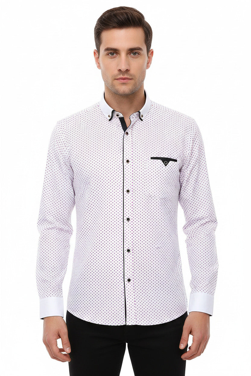 Camicia per uomo stile slim fit a manic alunga con taschino frontale