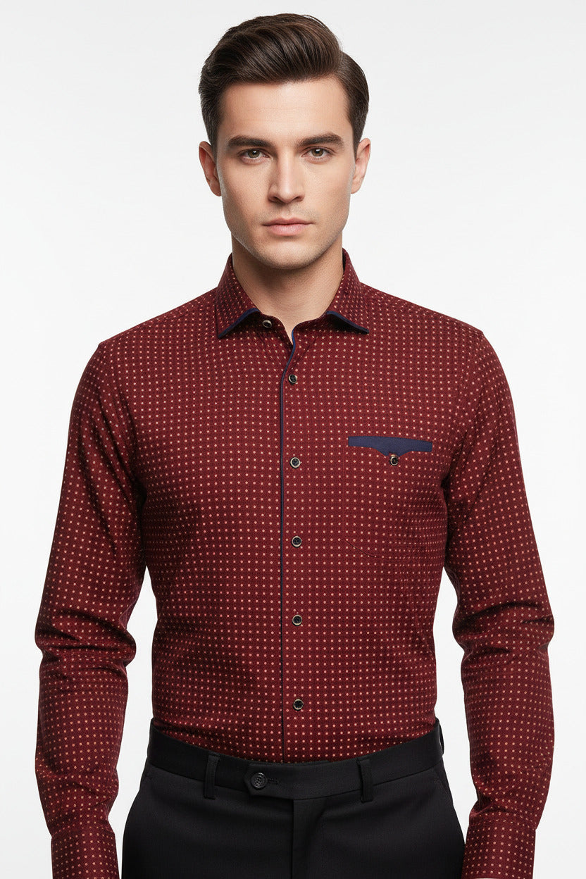 Camicia per uomo stile slim fit a manic alunga con taschino frontale