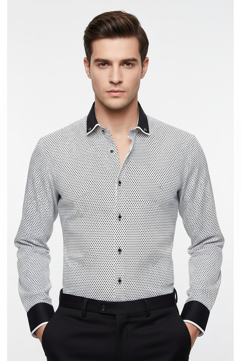Camicia per uomo stile slim fit a manic alunga con taschino frontale