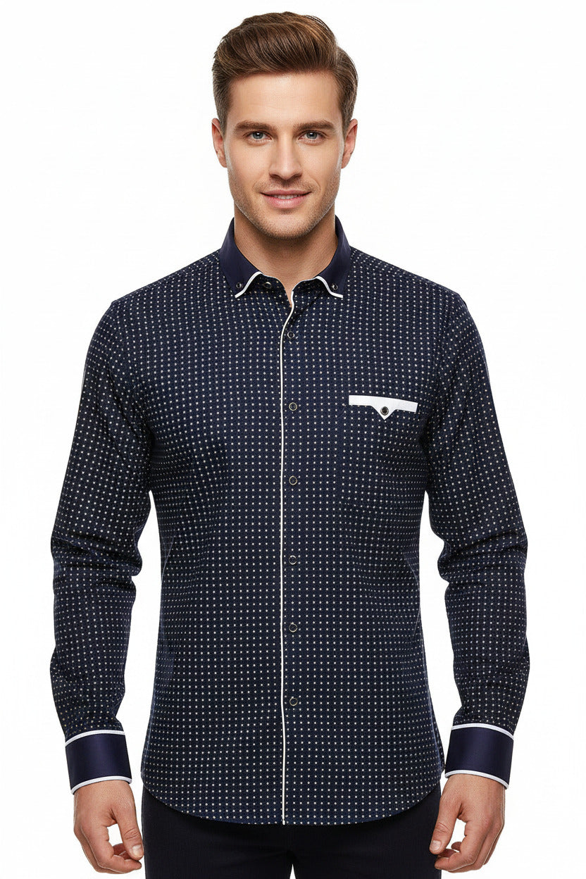 Camicia per uomo stile slim fit a manic alunga con taschino frontale