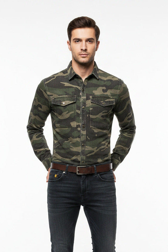 Camicia per uomo stile militare slim fit, spedizione gratuita