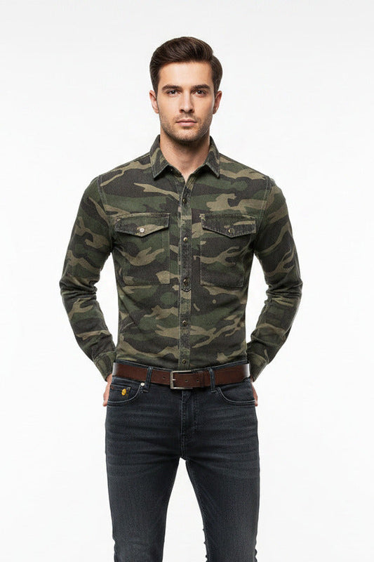 Camicia per uomo stile militare slim fit, spedizione gratuita