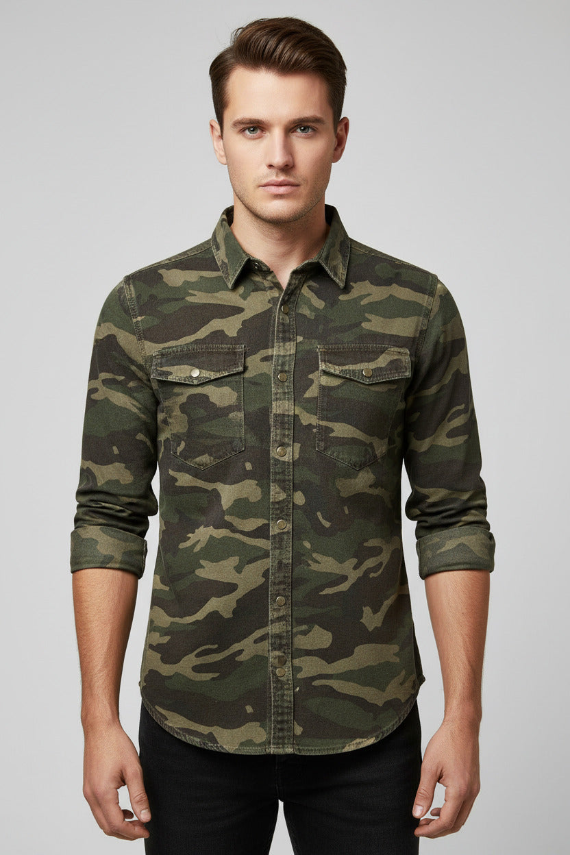 Camicia per uomo stile militare slim fit, spedizione gratuita