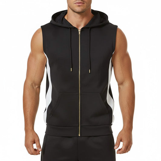 Felpa per uomo con zip e cappuccio senza maniche, spedizione gratuita