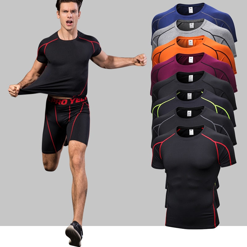 Maglietta sportiva per uomo elasticizzata e traspirante leggera a maniche corte