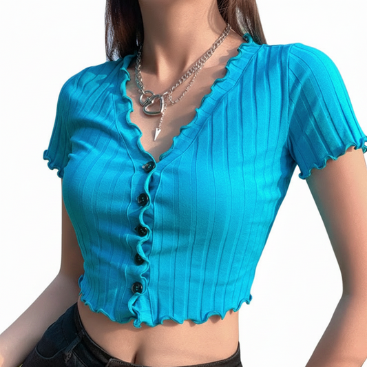 T-shirt estiva donna con bottoni