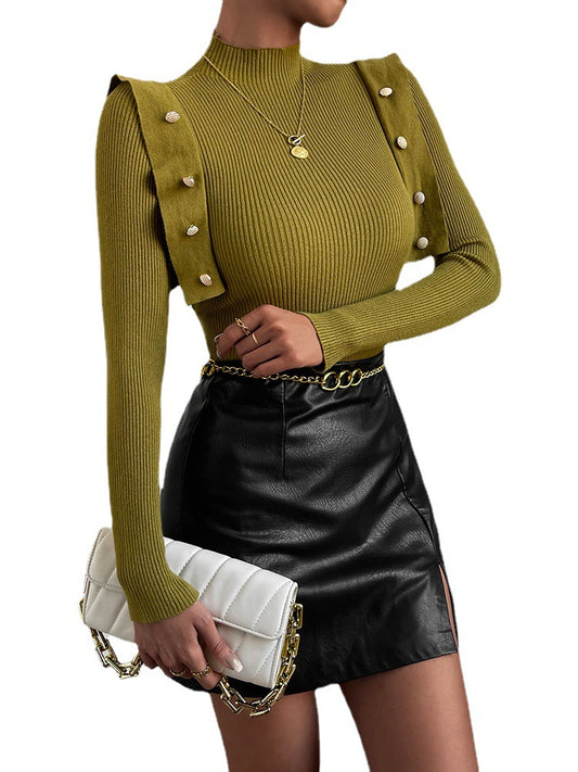 maglione caldo e comodo per donna con bottoni slim, spedizione gratuita