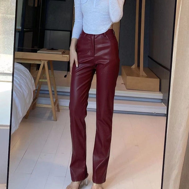 Pantaloni in pelle donna – foderati autunno e inverno LowEconomy colore bourdeaux