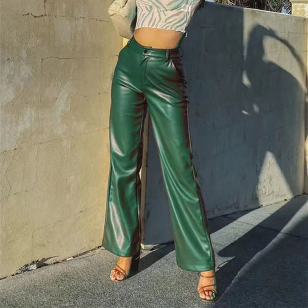 Pantaloni in pelle donna – foderati autunno e inverno LowEconomy colore verde