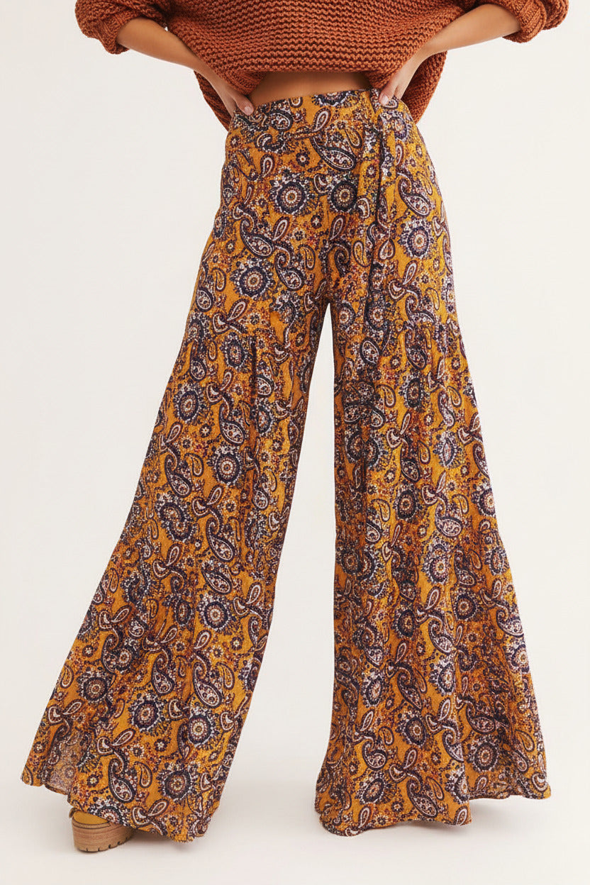Pantaloni donna a gamba larga e con vita alta estivi