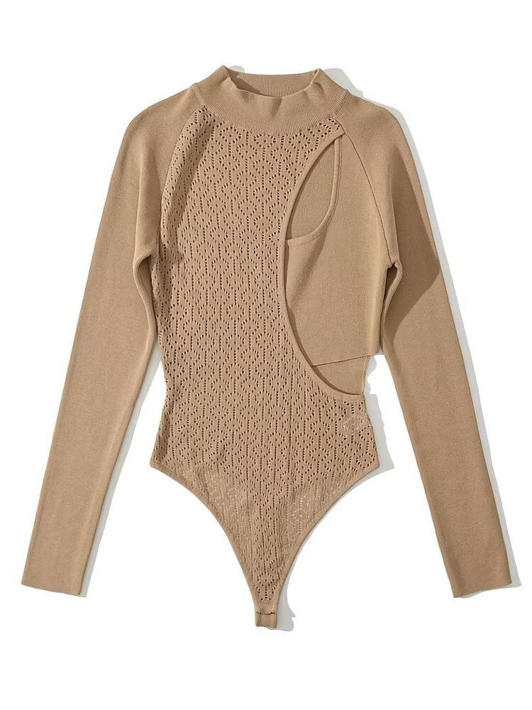 Pullover lavorato a maglia da donna marrone, elegante e comodo