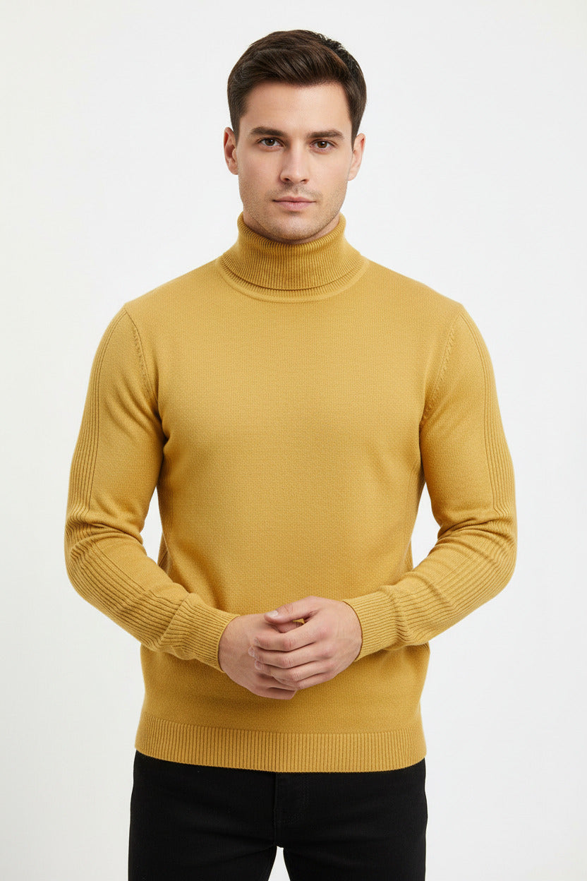 Maglione da uomo a collo alto in misto cotone e cashmere, spedizione gratuita