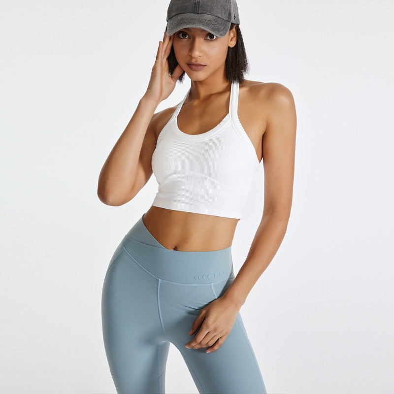 Reggiseno sportivo donna in cotone bianco, senza ferretto colore bianco