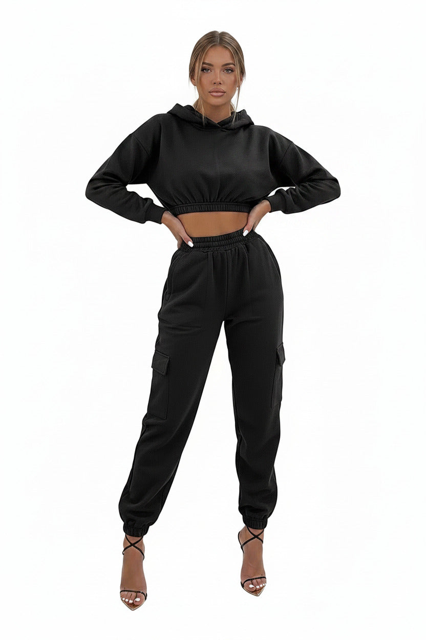 Tuta Manica Lunga Outfit Felpe Pantaloni Sport Streetwear 2 Pezzi Pant Set Femminile - Loweconomy