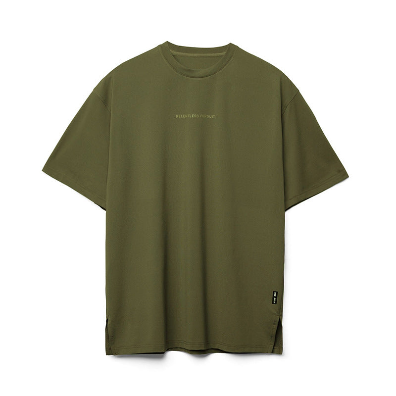 T-shirt girocollo da uomo a mezza manica in cotone verde