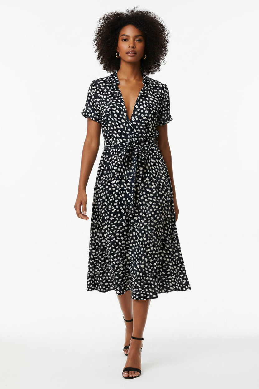 Vestito estivo donna lungo a maniche corte a pois